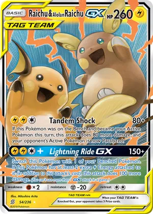 Raichu & Alolan Raichu-GX #054