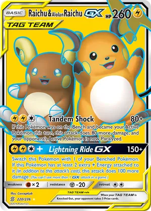 Raichu & Alolan Raichu-GX #220